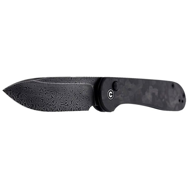 Nóż składany CIVIVI Button Lock Elementum Marble Carbon Fiber Black, Black Damascus (C2103DS-3)-2