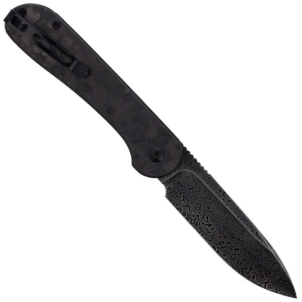 Nóż składany CIVIVI Button Lock Elementum Marble Carbon Fiber Black, Black Damascus (C2103DS-3)-3