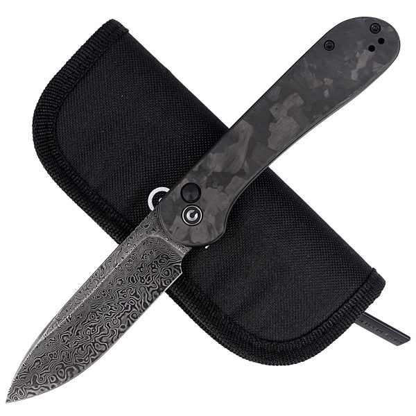 Nóż składany CIVIVI Button Lock Elementum Marble Carbon Fiber Black, Black Damascus (C2103DS-3)-4