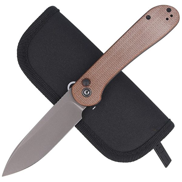 Nóż składany CIVIVI Button Lock Elementum Brown Micarta, Gray Stonewashed (C2103D)-2