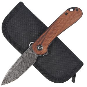 Nóż składany CIVIVI Elementum Flipper Cuibourtia Wood, Black Damascus (C907DS-2)-2