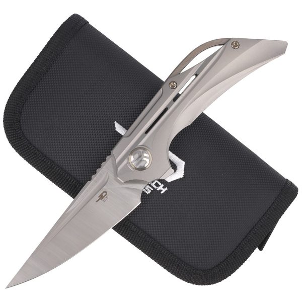 Nóż składany Bestech Vigil Gray Titanium, Satin M390 by Kombou (BT2201A)-2