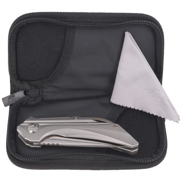 Nóż składany Bestech Vigil Gray Titanium, Satin M390 by Kombou (BT2201A)-3