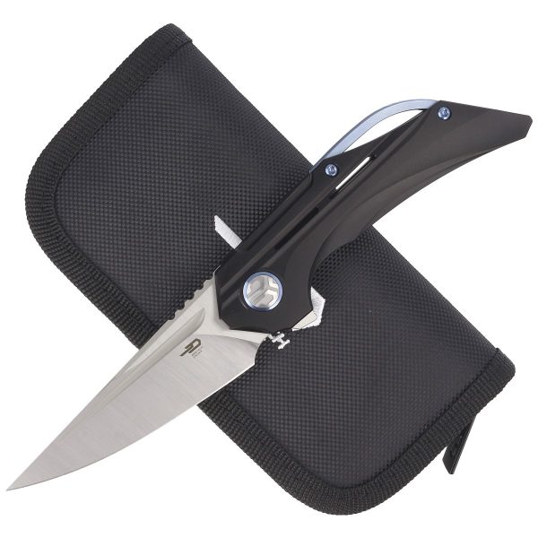 Nóż składany Bestech Vigil Black Titanium, Satin M390 by Kombou (BT2201C)-2