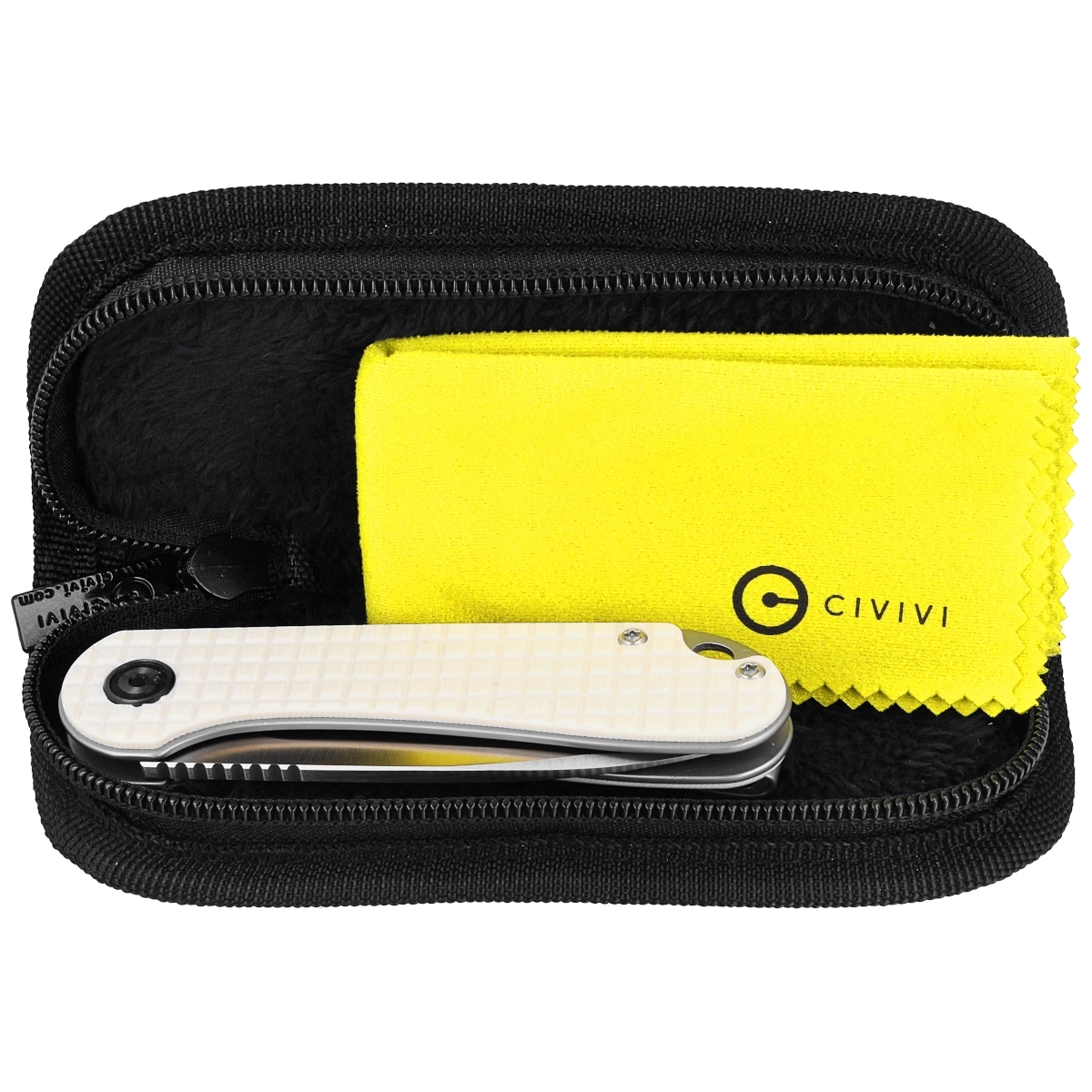 Elementum Flipper Ivory G10, Satin, zdobywca nagrody noża roku Best Buy of The Year 2021 na targach Blade Show. Otwierana za pomocą flippera głownia drop point wykonana ze stali D2. Rękojeść z G10, z misternym wzorem kostki 3D. Elegancki nóż na co dzień! - LifeGun.pl Nóż składany CIVIVI Elementum Flipper Patterned Ivory G10, Satin D2 (C907A-3)-3