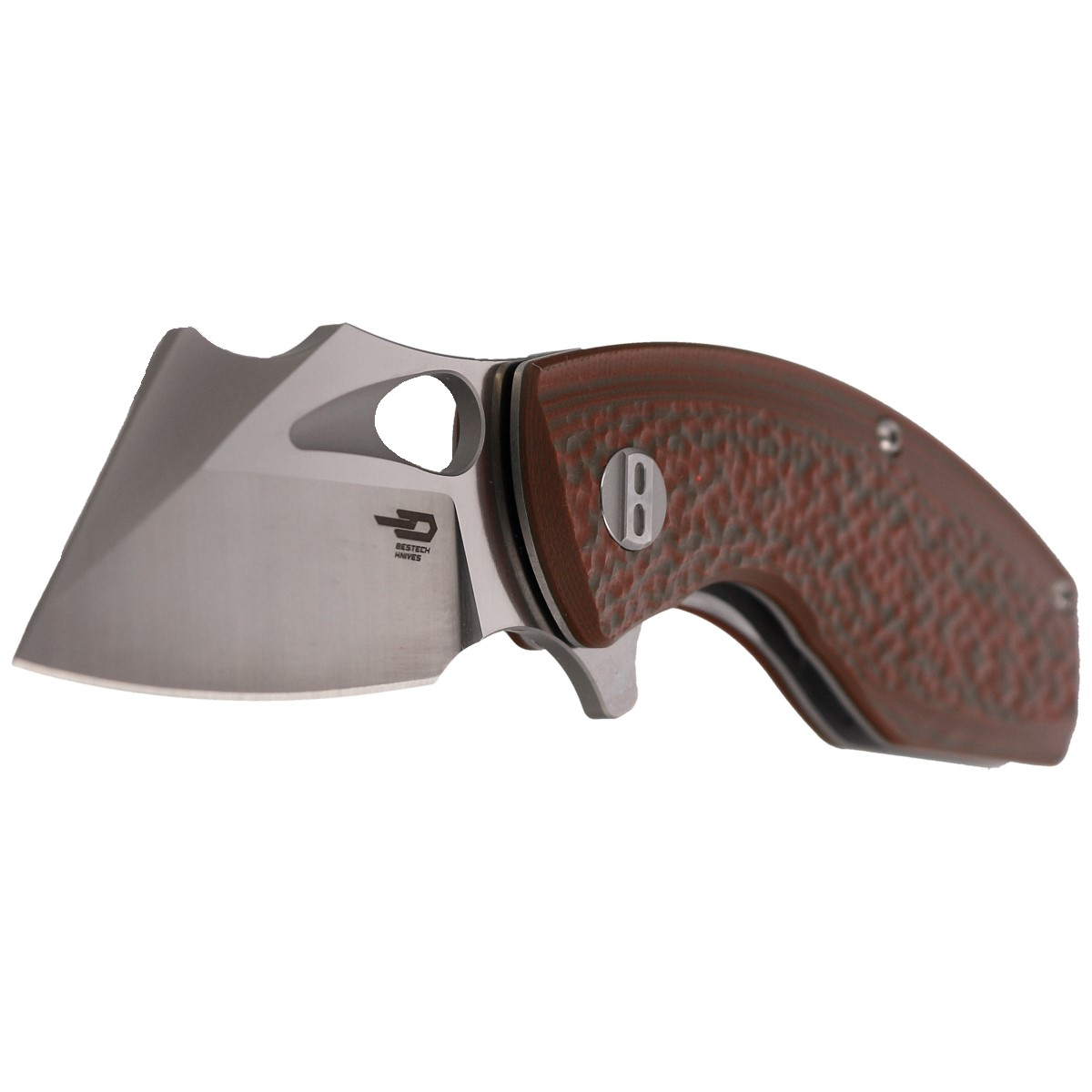 Lizard Green / Orange G10, Bead Blast / Satin, nóż składany EDC o niebanalnym wyglądzie. Na rękojeści okładziny z dwukolorowego G10, głownia ze sprawdzonej stali narzędziowej D2, otwierany flipperem lub otworem w klindze. A wszystko to w znakomitej cenie! - LifeGun.pl Nóż składany Bestech Lizard Green/Orange G10, Bead Blast/Satin D2 (BG39B)-2