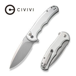 Nóż składany Civivi Button Lock Praxis Silver Aluminium, Satin Nitro-V (C18026E-2)-1
