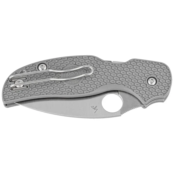 Nóż składany Spyderco Sage 5 Grey FRN, Satin Maxamet by Sal Glesser (C123PGY)-2