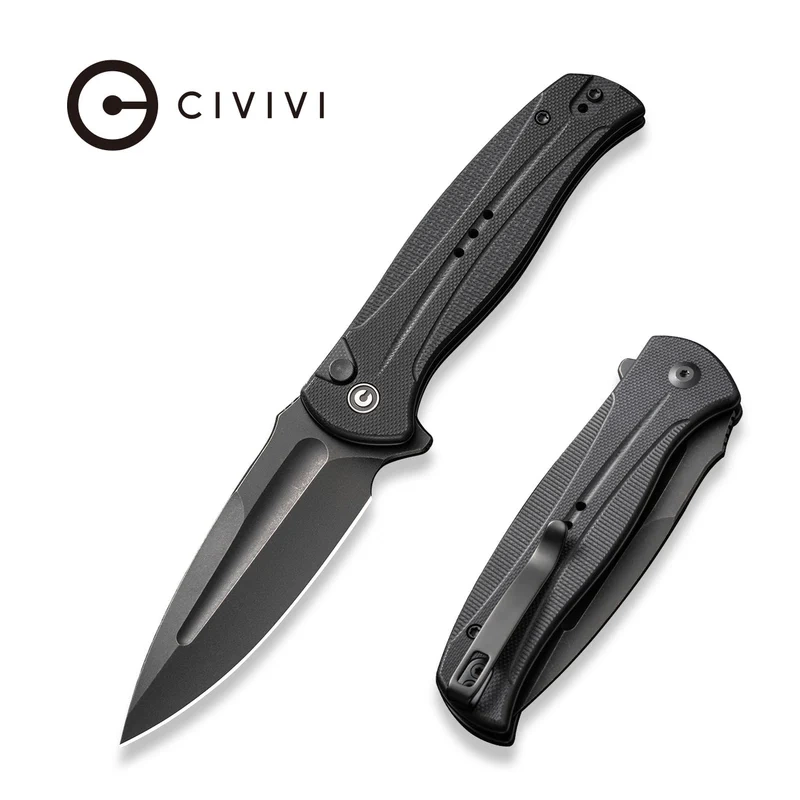 Incindie Black G10, Black Stonewashed uniwersalny folder, zaprojektowany z myślą o łatwym przenoszeniu, spełniający wszelkie wymagania noża EDC. Wyprodukowany przez Civivi, markę własną WeKnife. Stal Sandvik 14C28N, wygodna rękojeść z kompozytu G10. - LifeGun.pl Nóż składany Civivi Incindie Black G10, Black Stonewashed 14C28N (C23053-1)-1