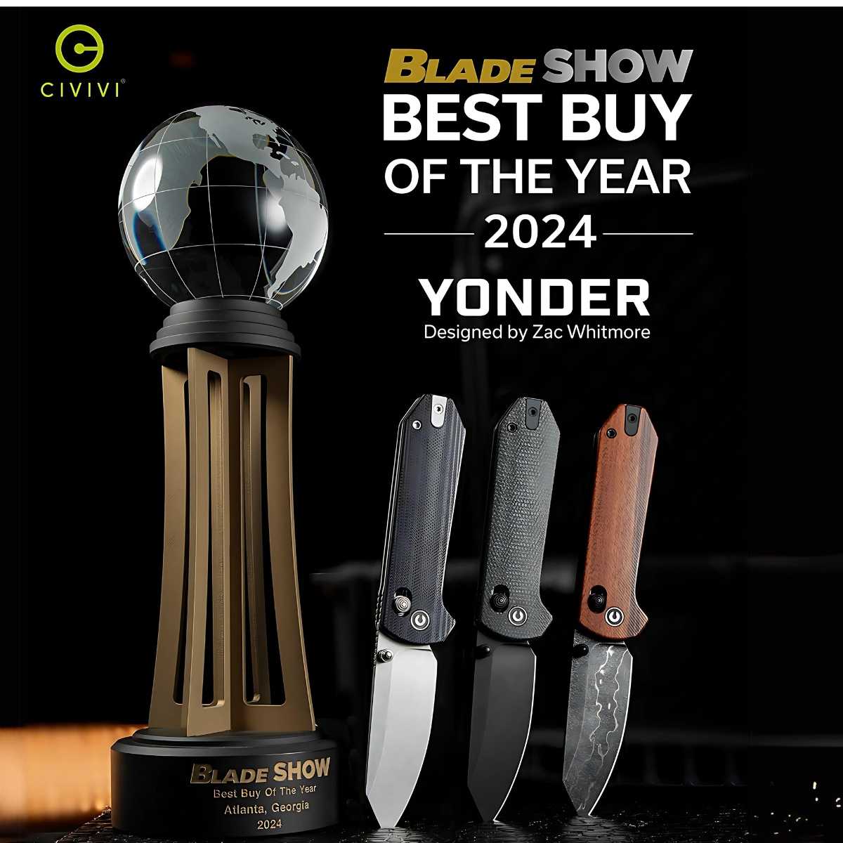 Yonder Black G10, Stonewashed lekki, uniwersalny folder zaprojektowany przez Zaca Whitmora. Zwycięzca nagrody Best Buy of the Year Award na targach nożowych Blade Show 2024, może rywalizować ze słynnym Elementum o miano najlepszego noża Civivi. - LifeGun.pl Nóż składany Civivi Yonder Black G10, Stonewashed 14C28N by Zac Whitmore (C23073-1)-2