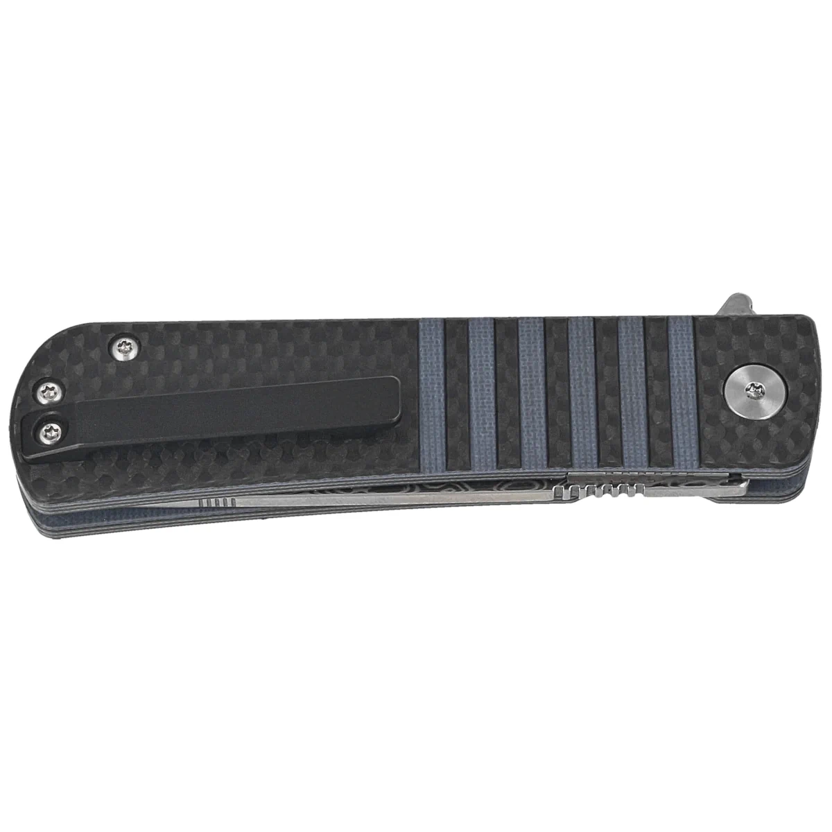 Nóż składany Bestech Titan Black Carbon Fiber/Blue G10, Damascus by Keanu Alfaro (BL05A)-2