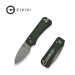 Nóż składany Civivi Baby Banter 2 Green Canvas Micarta, Gray Stonewashed Nitro-V by Ben Petersen (C23074-3)-1