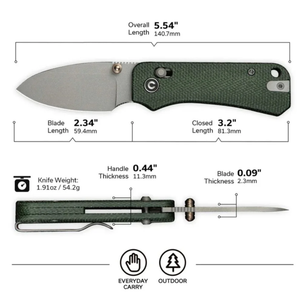 Nóż składany Civivi Baby Banter 2 Green Canvas Micarta, Gray Stonewashed Nitro-V by Ben Petersen (C23074-3) 3 Nóż składany Civivi Baby Banter 2 Green Canvas Micarta, Gray Stonewashed Nitro-V by Ben Petersen (C23074-3)