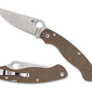 Nóż składany Spyderco Military 2 Brown Canvas Micarta, Satin Cru-Wear by Sal i Eric Glesser (C36MPCW2)-1