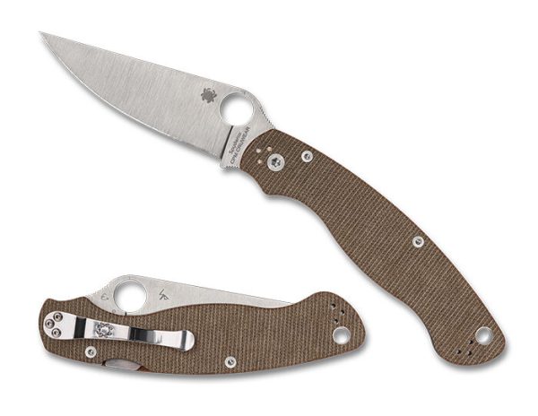 Nóż składany Spyderco Military 2 Brown Canvas Micarta, Satin Cru-Wear by Sal i Eric Glesser (C36MPCW2)-1
