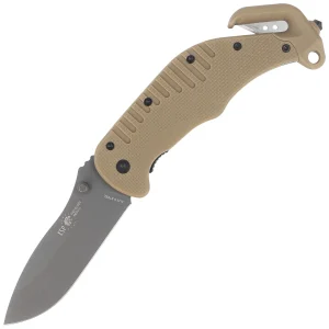 Nóż ratowniczy ESP RKK-01 Khaki PA66 Polyamide, Titanium Gray PVD AUS-8-1