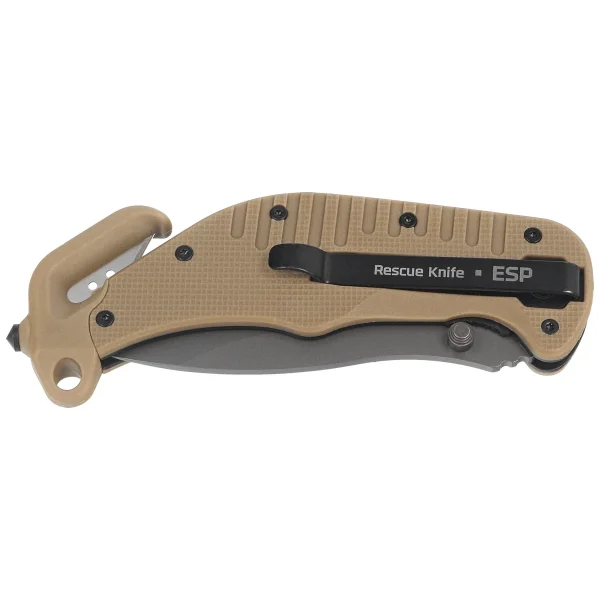 Nóż ratowniczy ESP RKK-01 Khaki PA66 Polyamide, Titanium Gray PVD AUS-8-2