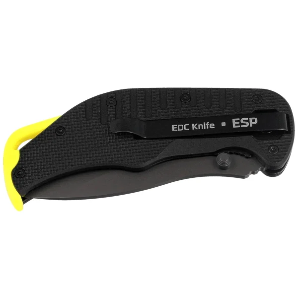 Nóż składany ESP EK-BY-01 Black/Yellow PA66 Polyamide, Titanium Gray PVD AUS-8-2