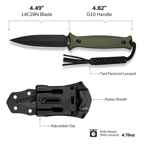 Nóż Civivi Perfrico OD Green G10, Black Stonewashed 14C28N (C23026-2)-3