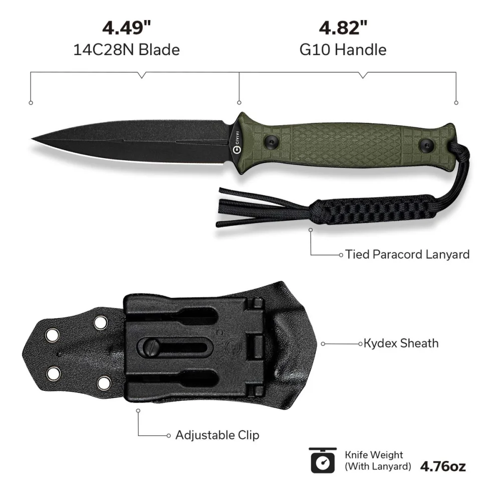 Nóż Civivi Perfrico OD Green G10, Black Stonewashed 14C28N (C23026-2) 3 Nóż Civivi Perfrico OD Green G10, Black Stonewashed 14C28N (C23026-2)