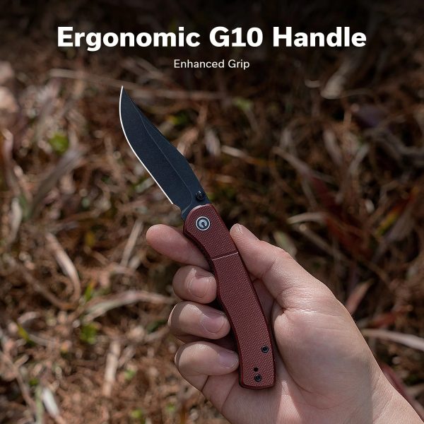 Nóż składany Civivi Clingman Burgundy G10, Black Stonewashed Nitro-V by Taylor Martin Best Damn EDC (C23065-2)-12