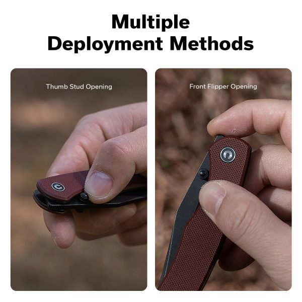 Nóż składany Civivi Clingman Burgundy G10, Black Stonewashed Nitro-V by Taylor Martin Best Damn EDC (C23065-2)-13