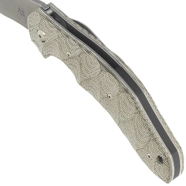 Nóż składany Fox Flipper OD Green Canvas Micarta, Acid Stonewashed N690Co by Jens Ansø (FX-302 MOD)-3