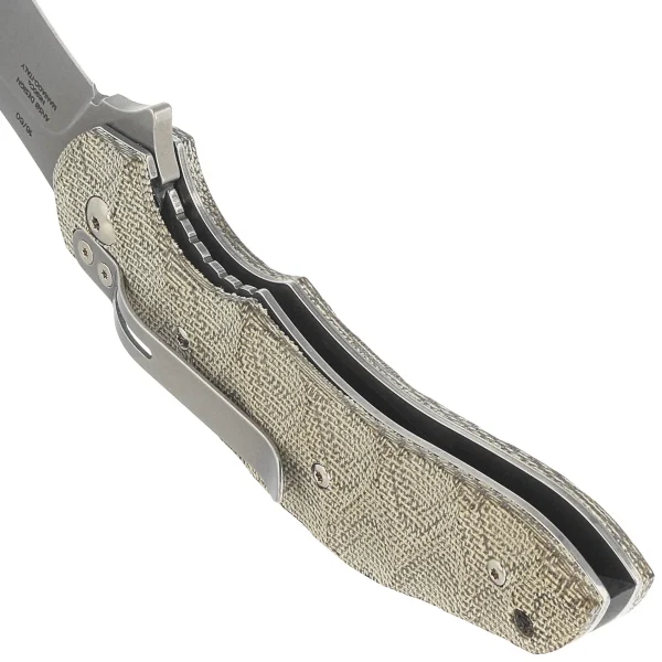 Nóż składany Fox Flipper OD Green Canvas Micarta, Acid Stonewashed N690Co by Jens Ansø (FX-302 MOD)-4
