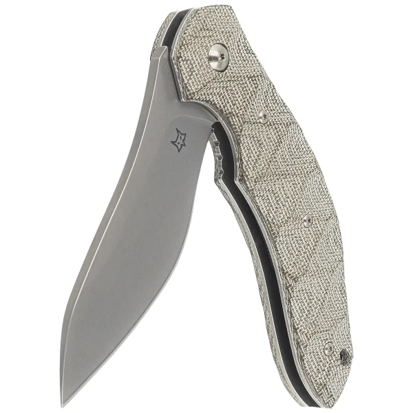 Nóż składany Fox Flipper OD Green Canvas Micarta, Acid Stonewashed N690Co by Jens Ansø (FX-302 MOD)-5