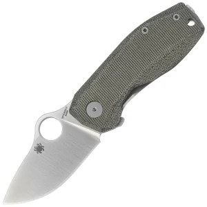 Nóż składany Spyderco SpyNano Flash Batch Green Canvas Micarta/Titanium, Satin M398 (C268MTIP)-1