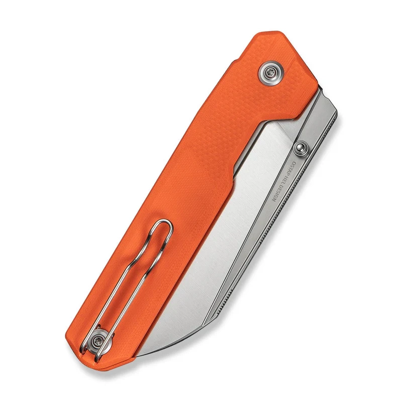 Hid Orange G10, Satin, innowacyjny składany nóż projektu polskiego knifemakera, Ostapa Hela przyciąga uwagę imponującą budową i potężną funkcjonalnością. Szeroka klinga Reverse Tanto ze stali nierdzewnej 14C28N, wygodna rękojeść z kompozytu G10. - LifeGun.pl Nóż składany Civivi Hid Orange G10, Satin 14C28N by Ostap Hel (C23008-4)-4