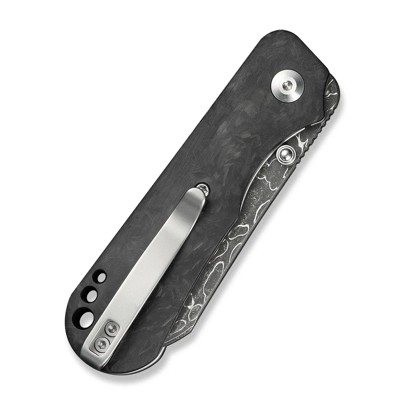 Crabby Shredded Carbon Fiber, Damascus kompaktowy nóż składany EDC zaprojektowany przez Kena Oniona Jr.. Ergonomiczna rękojeść z Carbon Fiber i głownia typu sheepsfoot z Damastu oferują trwałość, wygodę i precyzję w nowoczesnym, taktycznym wydaniu. - LifeGun.pl Nóż składany Civivi Crabby Shredded Carbon Fiber, Damascus by Ken Onion Jr. (C24055-DS1)-5