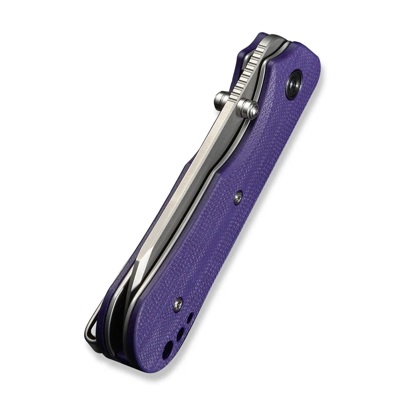 Crabby Purple G10, Stonewashed kompaktowy nóż składany EDC zaprojektowany przez Kena Oniona Jr.. Ergonomiczna rękojeść z G10 i głownia typu sheepsfoot ze stali 14C28N oferują trwałość, wygodę i precyzję w nowoczesnym, taktycznym wydaniu. - LifeGun.pl Nóż składany Civivi Crabby Purple G10, Stonewashed 14C28N by Ken Onion Jr. (C24055-2)-8