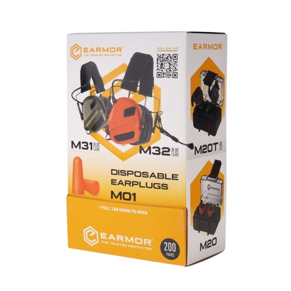 Earmor - Piankowe zatyczki do uszu MaxDefense - 200 par - M01 Packaging-1