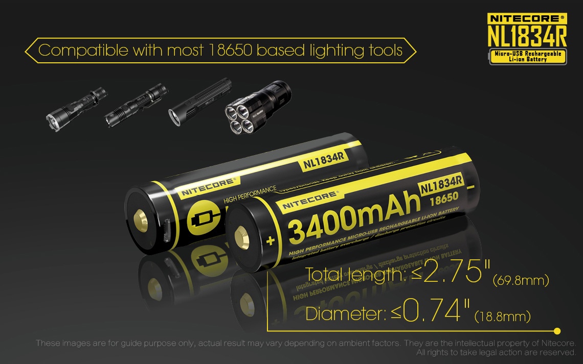 Akumulator Nitecore 18650 Micro USB NL1834R 3400mAh Akumulator o pojemności 3400 mAh z innowacyjną opcją ładowania przez port USB. Wystarczy podłączyć akumulator do kabla micro USB za pomocą wbudowanego portu. Wbudowane 2 diody LED (zielona i czerwona) informują użytkownika o poziomie naładowania akumulatora. Zapewnia ponad 500 cykli ładowania. Akumulator zastępuje dwie baterie CR123, ale - LifeGun.pl Akumulator Nitecore 18650 Micro USB NL1834R 3400mAh-11