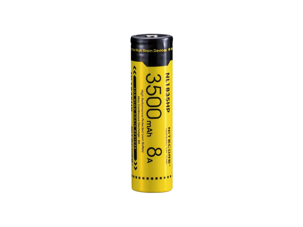 Akumulator Nitecore 18650 NL1835HP High Performance 3500mAh Akumulator o pojemności 3500 mAh, stworzony w celu zasilania urządzeń o dużym poborze mocy - do 8A. W Zapewnia ponad 500 cykli ładowania.Akumulator zastępuje dwie baterie CR123, ale jest odrobinę dłuższy i szerszy od dwóch baterii CR123. Jest w 100% kompatybilny z produktami Nitecore, ale może nie pasować - LifeGun.pl Akumulator Nitecore 18650 NL1835HP High Performance 3500mAh-2