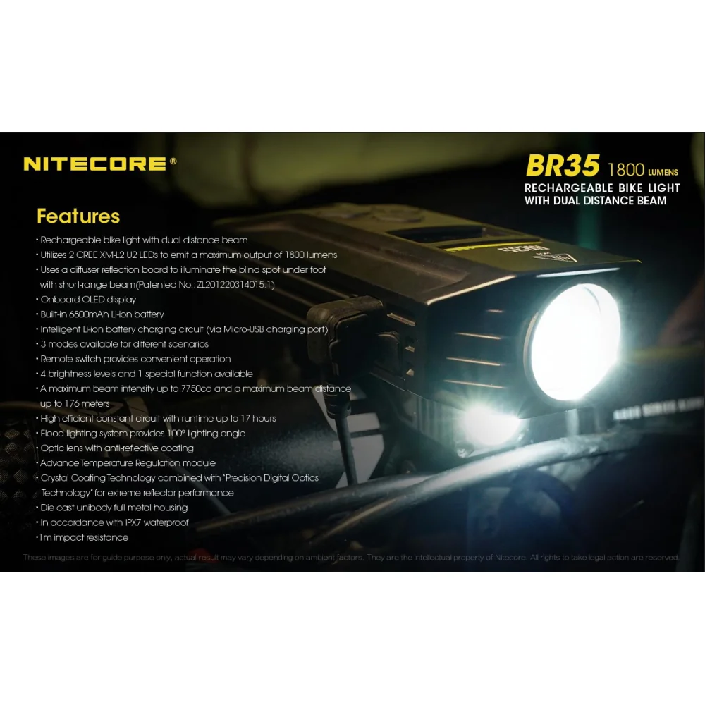 Latarka Rowerowa Nitecore BR35 1800 Lumenów 27 Latarka Rowerowa Nitecore BR35 1800 Lumenów