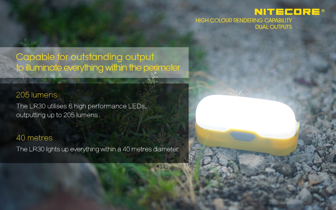 Światło S.O.S.: Tak | Maksymalny czas pracy (godz.): 8 | Waga bez baterii (g): 62 | Ładowarka w zestawie: Nie | Baterie w zestawie: Nie | Wodoodporna: Tak | Futerał: Nie | Baterie (kompatybilne): 1 x 18650 lub 2 x CR123 | Źródło światła: LED Cree - LifeGun.pl Latarka Nitecore LR30 205 lumenów Niebieska-7