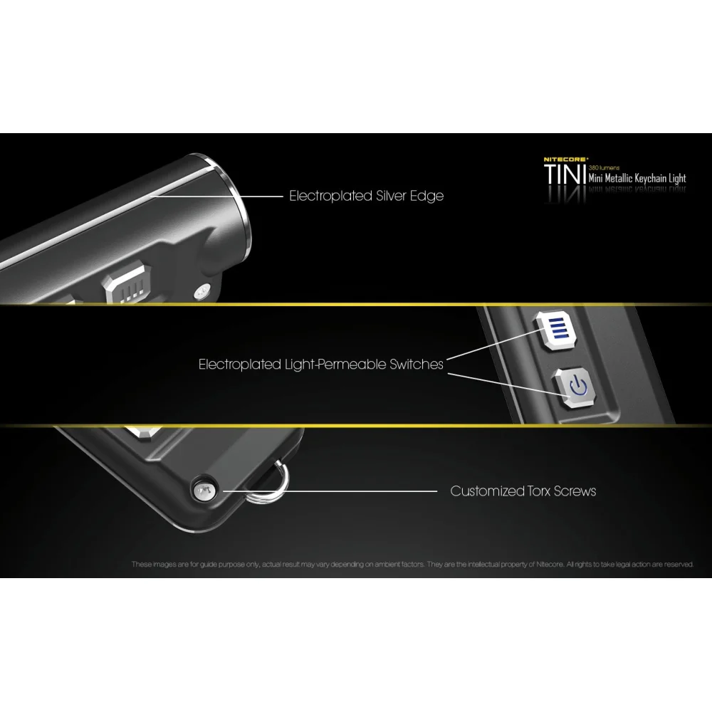 Latarka Nitecore TINI Srebrna 380 Lumenów 4 Latarka Nitecore TINI Srebrna 380 Lumenów