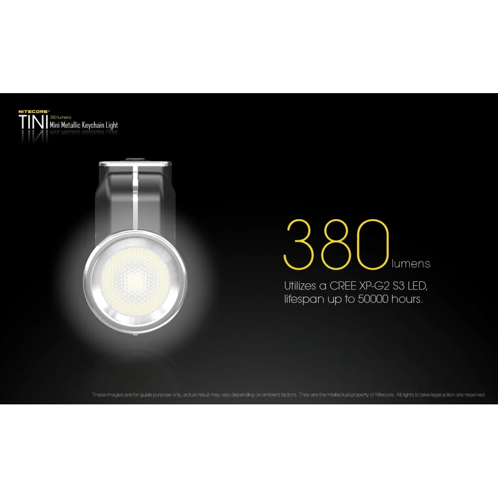 Latarka Nitecore TINI Srebrna 380 Lumenów 9 Latarka Nitecore TINI Srebrna 380 Lumenów