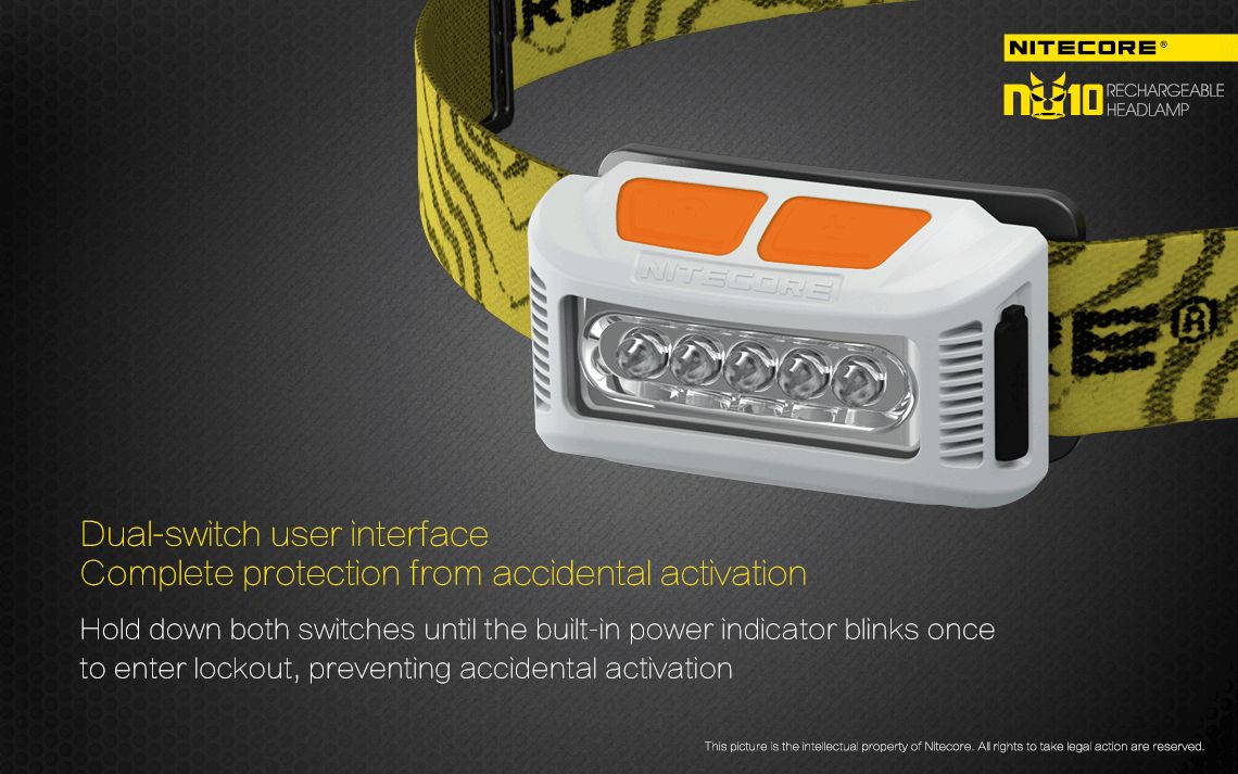 Światło S.O.S.: Tak | Maksymalny czas pracy (godz.): 150 | Zasięg wiązki światła (m): 35 | Baterie w zestawie: Tak | Wodoodporność: Tak | Światło stroboskopowe: nie | Waga (g): 65 | Moc światła (L): 160 - LifeGun.pl Czołówka Nitecore NU10 160 Lumenów Czerwona-17