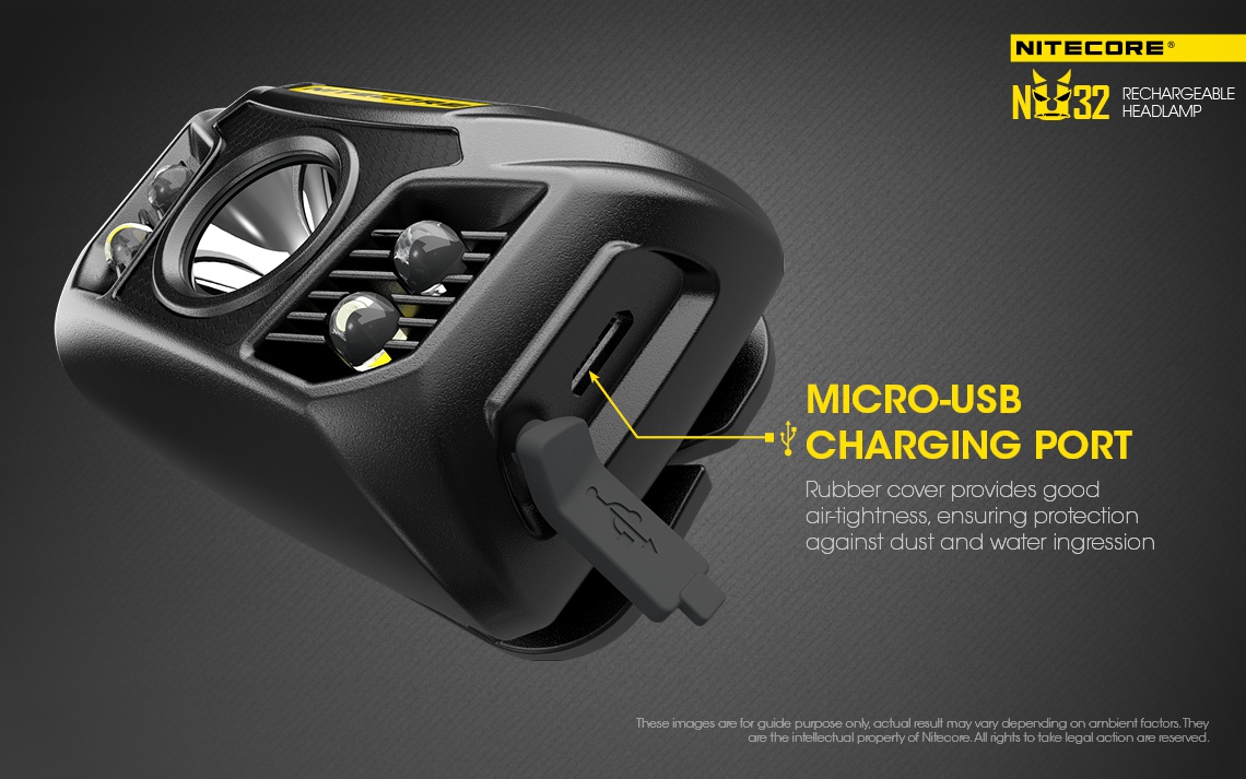 Światło S.O.S.: Tak | Maksymalny czas pracy (godz.): 330 | Zasięg wiązki światła (m): 125 | Długość całkowita (mm): 63 | Waga (g): 76.4 | Moc światła (L): 550 - LifeGun.pl Czołówka Nitecore NU32 550 lumenów-10