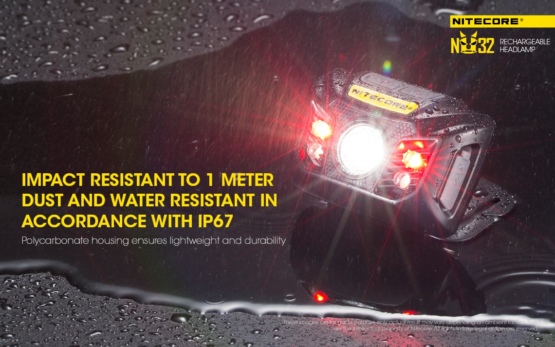 Światło S.O.S.: Tak | Maksymalny czas pracy (godz.): 330 | Zasięg wiązki światła (m): 125 | Długość całkowita (mm): 63 | Waga (g): 76.4 | Moc światła (L): 550 - LifeGun.pl Czołówka Nitecore NU32 550 lumenów-24