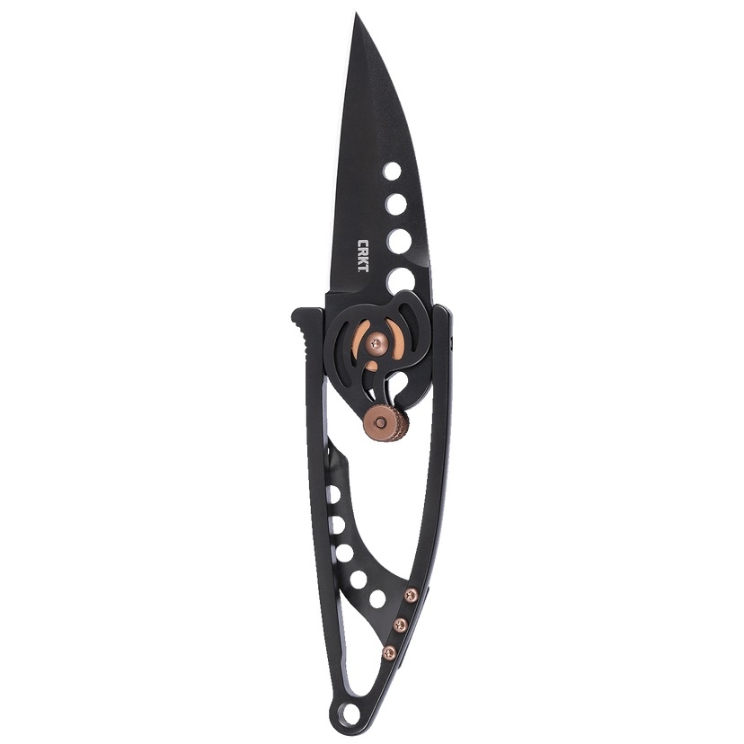 CRKT 5102NK SNAP LOCK to niezwykle dekoracyjny folder, którego gładkie ostrze wykonano ze stali nierdzewnej 420J2 z wykończeniem Titanium Nitride.To co go zdecydowanie wyróżnia, to blokada Snap Lock, umożliwiająca składanie noża na bok o 180 stopni.Mimo swej oryginalności mechanizm działania jest bardzo prosty i intuicyjny w obsłudze.Szkieletowa rękojeść wykonana ze stali nierdzewnej posiada sprężysty klips, a na jej końcu znajduje - LifeGun.pl NÓŻ CRKT 5102NK - SNAP LOCK BLACK-4