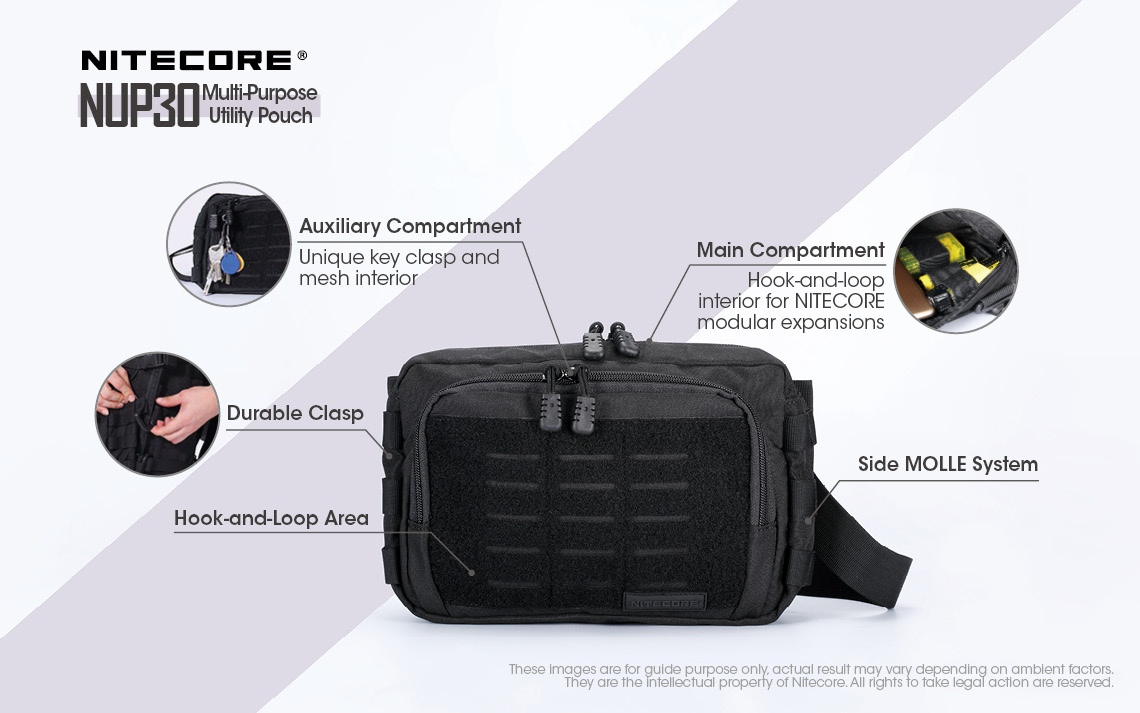 Futerał Nitecore NUP30 Wielofunkcyjny, lekki i wytrzymały futerał z systemem mocowania MOLLE. Zaprojektowany jako dodatkowe akcesorium do plecaka Nitecore BP25. Dzięki dołączonemu paskowi może służyć jako mała torebka. NUP30 wyposażony został w elastyczne paski do mocowania akcesoriów i dodatków od firmy Nitecore, tak w środku jak i na zewnątrz. Cechy: Poliester 600D Wytrzymały, lekki i odporny na warunki pogodowe i przetarcia System - LifeGun.pl Futerał Nitecore NUP30-3