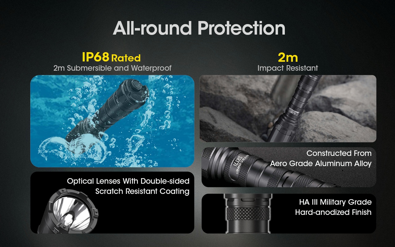 Nitecore SRT7i to bardzo wydajna latarka taktyczna, która dzięki swojej funkcjonalności doskonale sprawdzi się w ekstremalnych warunkach, podczas operacji taktycznych czy misji ratunkowych.Źródłem światła w SRT7i jest doskonała dioda Luminus SFT-70 LED.Latarka posiada moc 3000 lumenów i może pochwalić się imponującym zasięgiem do 580 metrów.Niezwykle praktycznym rozwiązaniem jest zastosowanie pierścienia Smart Selector Ring 4 generacji, który umożliwia płynne przełączanie - LifeGun.pl Latarka NITECORE SRT7i 3000 Lumenów-4