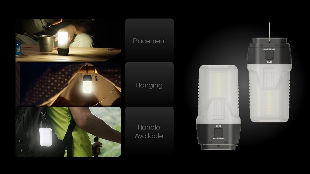 NITECORE LR70 to niezwykle funkcjonalna latarka łącząca w sobie 3 funkcje: latarki, lampy kempingowej i powerbanku.Głównym źródłem światła dalekiego zasięgu w Nitecore LR70 są dwie diody LED Luminus SST40, które generują oświetlenie o mocy 3000 lumenów, a zasięg wiązki sięga do 300 m.W tej opcji dostępnych jest 5 trybów natężenia jasności wiązki.Ponadto urządzenie może pełnić funkcję - LifeGun.pl Latarka kempingowa NITECORE LR70 3000 Lumenów-3
