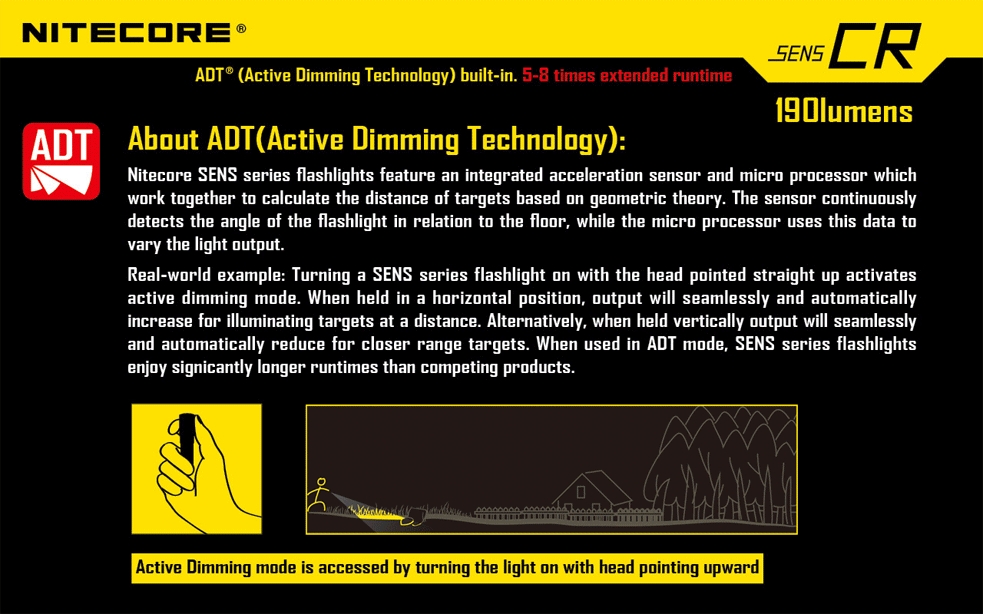 Maksymalny czas pracy (godz.): 27 | Zasięg wiązki światła (m): 76 | Waga bez baterii (g): 24 | Futerał: Nie | Wodoodporność: Do 2 m | Kolor: Czarny | Baterie (kompatybilne): 1x CR123 | Długość całkowita (mm): 64 | Średnica głowicy (mm): 20 | Źródło światła: Dioda LED Premium CREE XP-G R5 | Światło stroboskopowe: nie | Moc światła (L): 190 - LifeGun.pl Latarka Nitecore SENS CR 190 lumenów-4