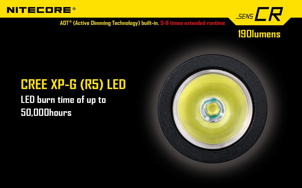 Maksymalny czas pracy (godz.): 27 | Zasięg wiązki światła (m): 76 | Waga bez baterii (g): 24 | Futerał: Nie | Wodoodporność: Do 2 m | Kolor: Czarny | Baterie (kompatybilne): 1x CR123 | Długość całkowita (mm): 64 | Średnica głowicy (mm): 20 | Źródło światła: Dioda LED Premium CREE XP-G R5 | Światło stroboskopowe: nie | Moc światła (L): 190 - LifeGun.pl Latarka Nitecore SENS CR 190 lumenów-10
