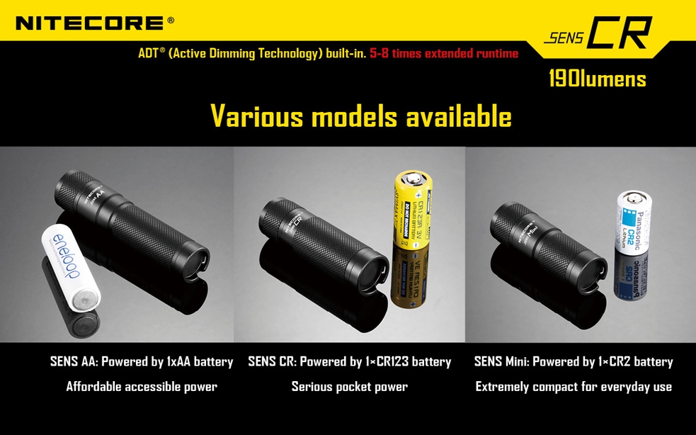 Maksymalny czas pracy (godz.): 27 | Zasięg wiązki światła (m): 76 | Waga bez baterii (g): 24 | Futerał: Nie | Wodoodporność: Do 2 m | Kolor: Czarny | Baterie (kompatybilne): 1x CR123 | Długość całkowita (mm): 64 | Średnica głowicy (mm): 20 | Źródło światła: Dioda LED Premium CREE XP-G R5 | Światło stroboskopowe: nie | Moc światła (L): 190 - LifeGun.pl Latarka Nitecore SENS CR 190 lumenów-15